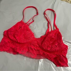 Aerie bright pink underwire lace bralette